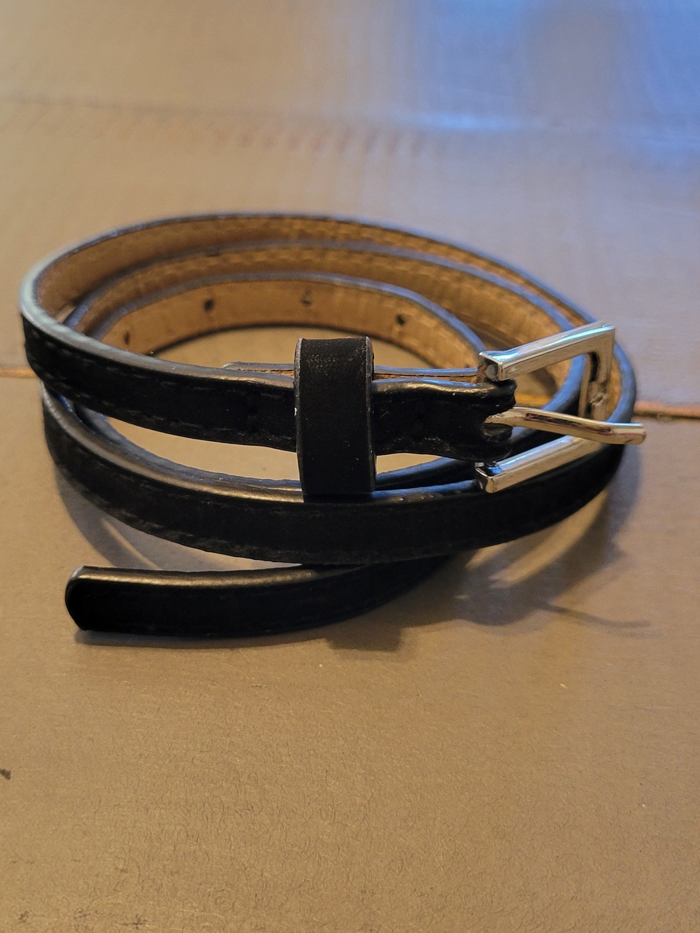 Classic Black Women's Slim Belt with Silver-Tone Buckle 28.5"